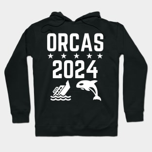 Orcas 2024 Funny Politics Orca Sinking Boat Election Hoodie